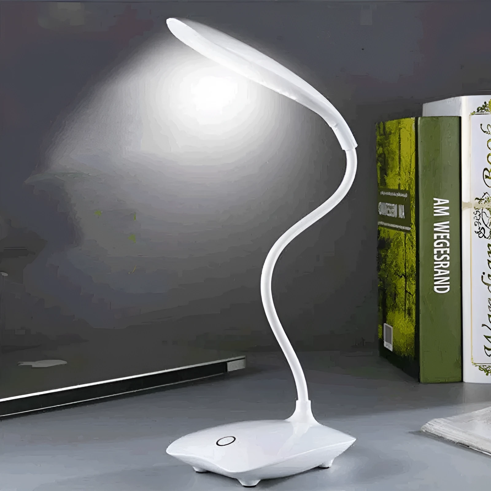 Stall LED night light with touch switch, plastic shade, mixed colour USB cable