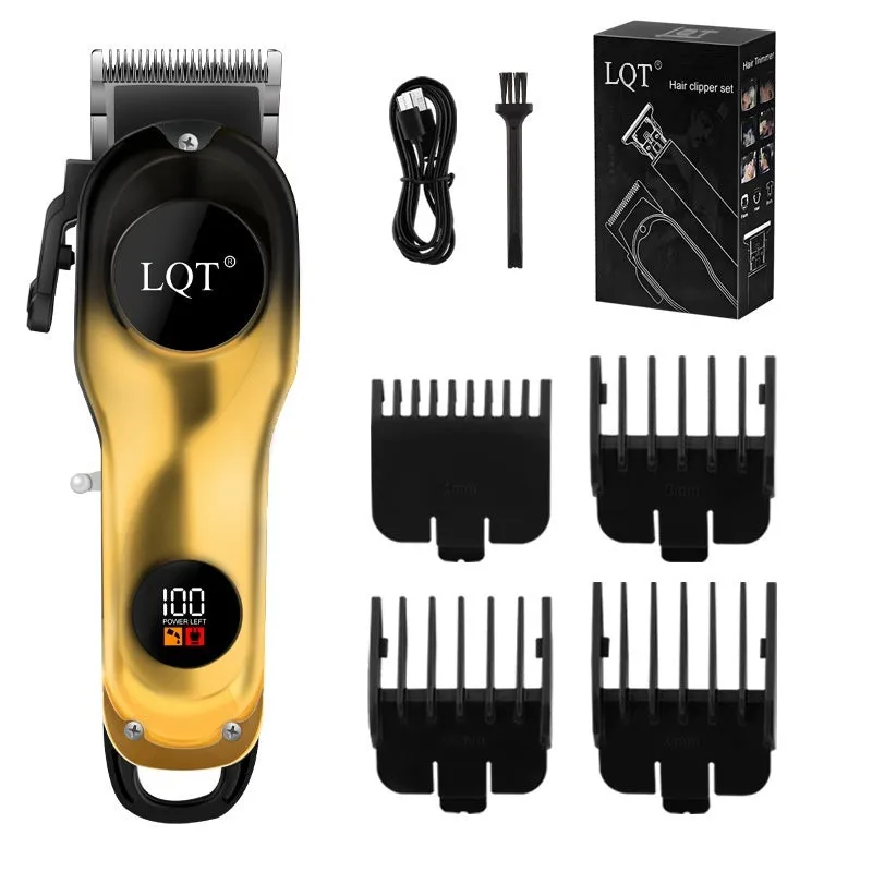 Rechargeable low noise electric hair clipper with washable blade in silver black gold colours