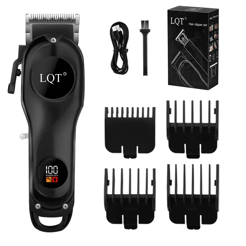 Rechargeable low noise electric hair clipper with washable blade in silver black gold colours
