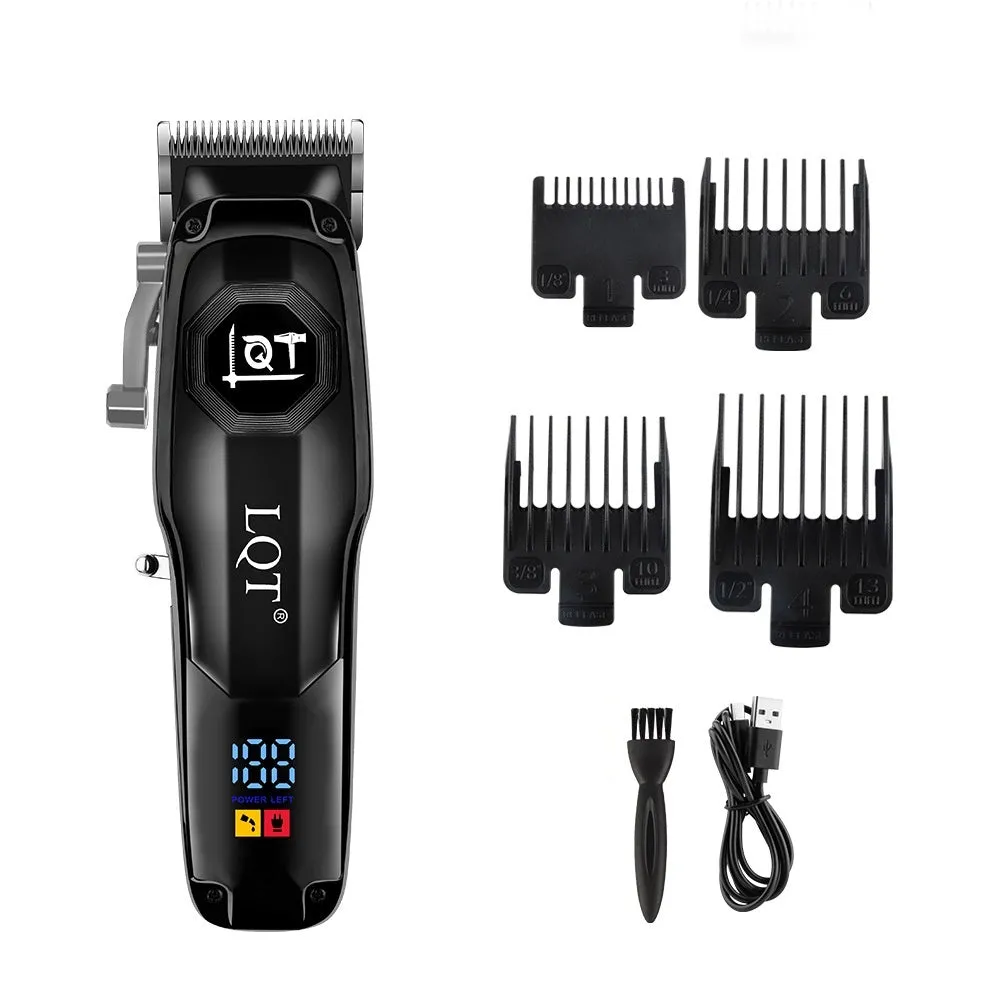 Rechargeable low noise electric hair clipper with washable blade in silver black gold colours