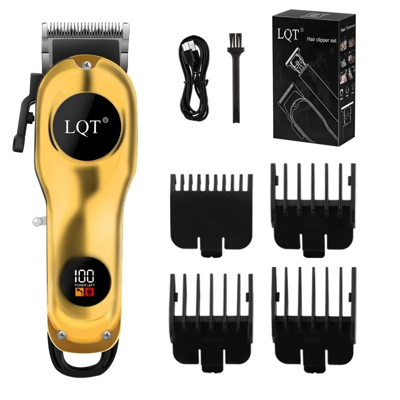 Rechargeable low noise electric hair clipper with washable blade in silver black gold colours