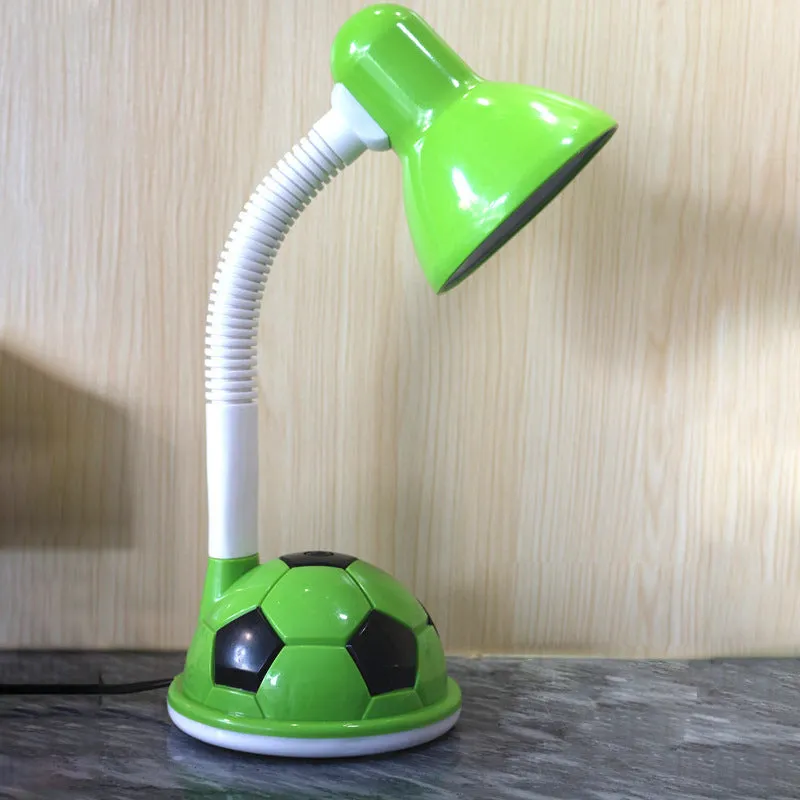 White ABS student desk lamp with flex neck and rectangular base on flat surface
