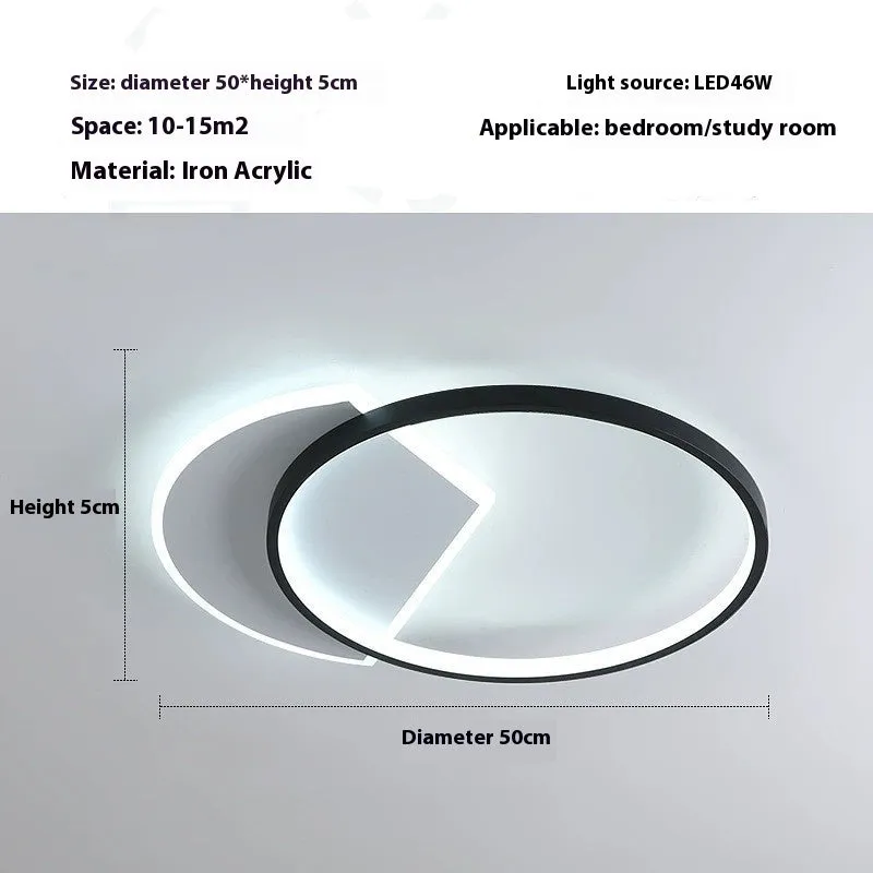 Simple modern round LED ceiling light with dimming, available in White and Black or White Gold finish