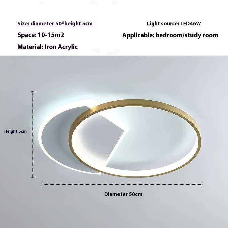 Simple modern round LED ceiling light with dimming, available in White and Black or White Gold finish