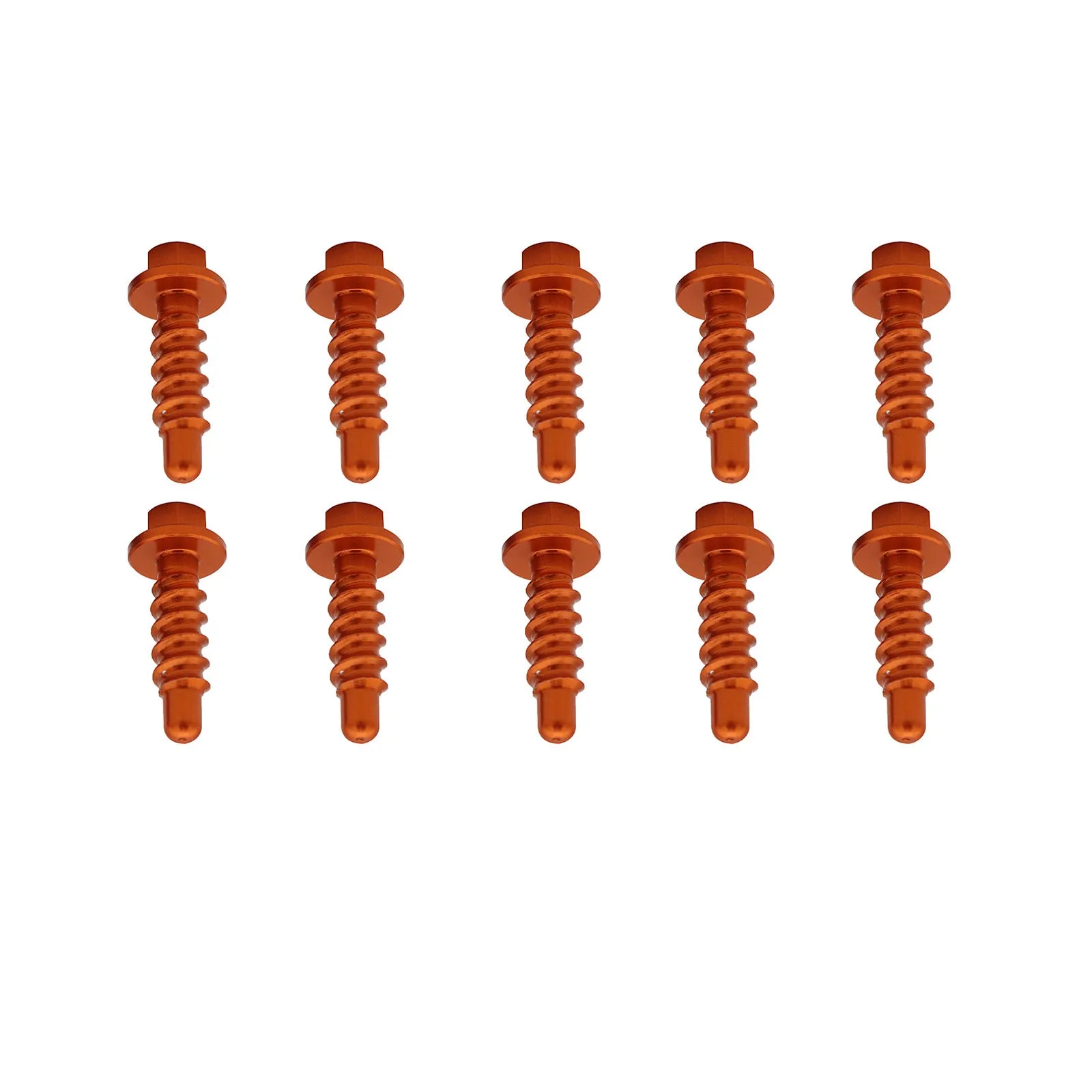 Ten self-tapping T6061 aluminium screws in mixed colours orange blue black red for KTM off-road motorcycle modification