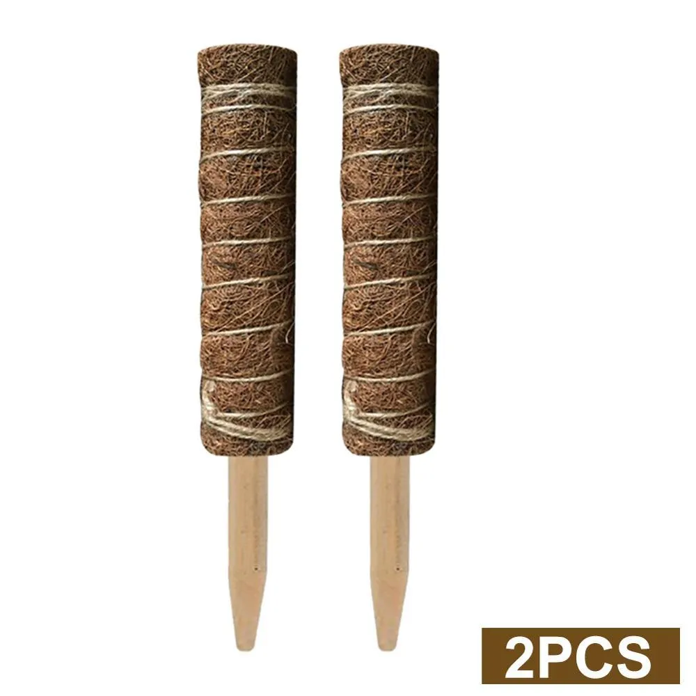 Green radish coconut palm stick totem pole made of natural coconut moss fibre with wooden support for indoor climbing plants