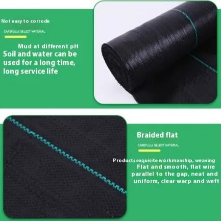 Black PP woven weed barrier mat roll 6FT × 300FT for garden ground cover