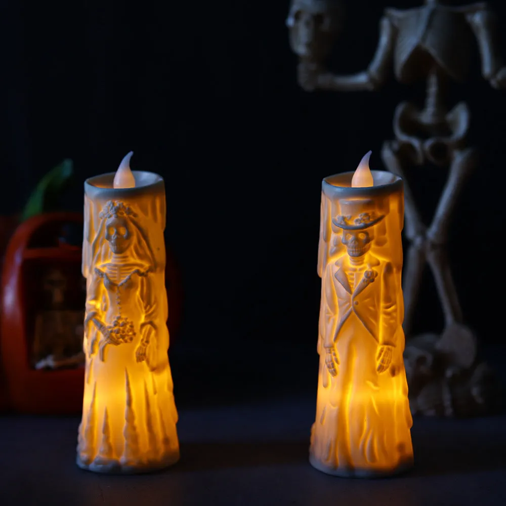 Halloween decoration ghost groom LED candle light in plastic with free size for spooky ambience