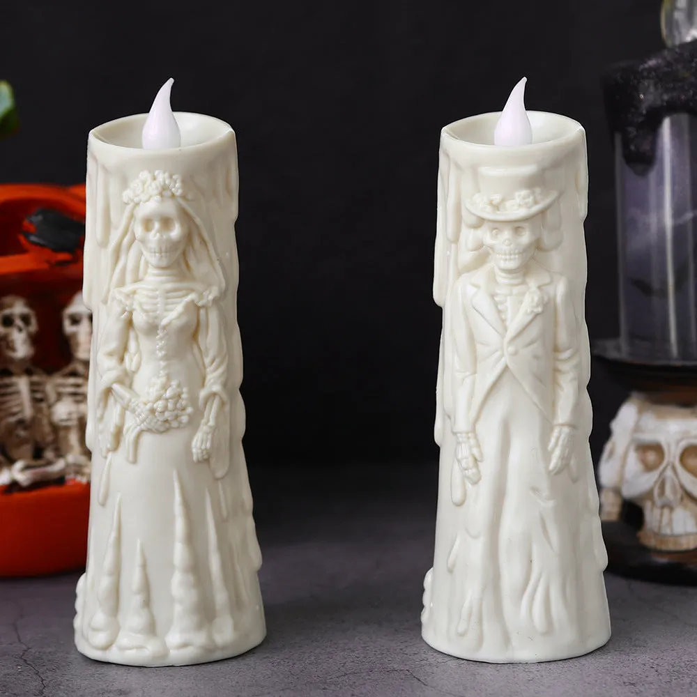 Halloween decoration ghost groom LED candle light in plastic with free size for spooky ambience