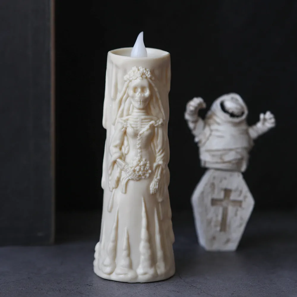 Halloween decoration ghost groom LED candle light in plastic with free size for spooky ambience