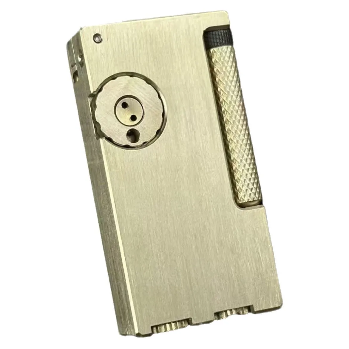 Brass metal arm lifting side sliding manual lighter with red copper flint warehouse in copper colour