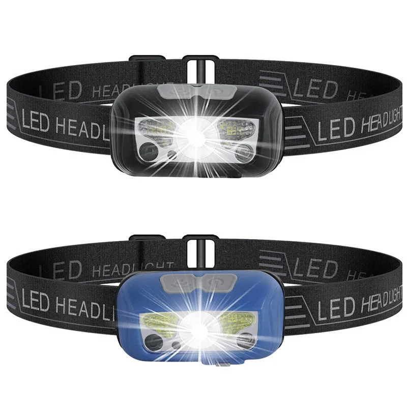 Black sensor headlight with motion control and USB charging port for outdoor use