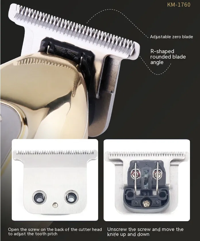 LCD digital display USB high power electric hair clipper in gold and black with limit combs