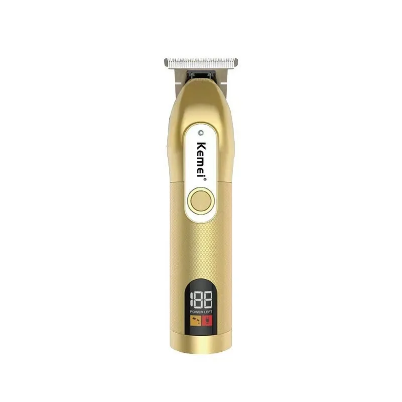 LCD digital display USB high power electric hair clipper in gold and black with limit combs