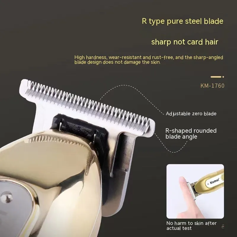 LCD digital display USB high power electric hair clipper in gold and black with limit combs