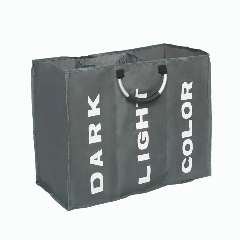 Three-compartment large capacity clothing bag in dark grey made from 600D Oxford cloth with modern simple design