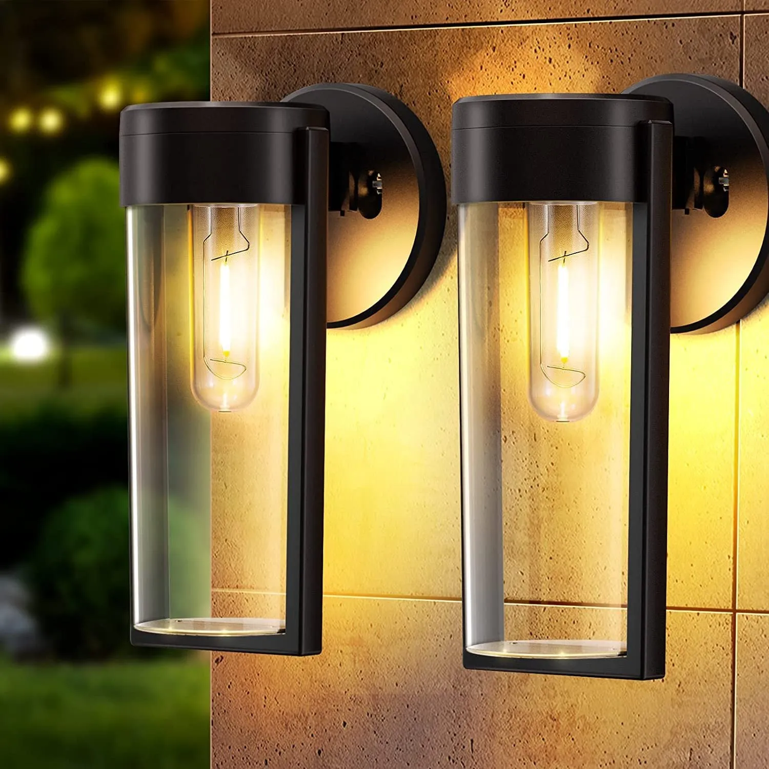 IP65 waterproof solar lawn lamp with tungsten wire filament and geometric ABS housing, 3000K warm light for garden decoration