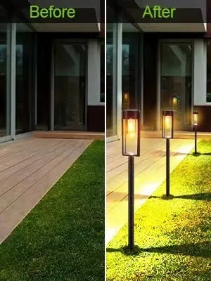 IP65 waterproof solar lawn lamp with tungsten wire filament and geometric ABS housing, 3000K warm light for garden decoration