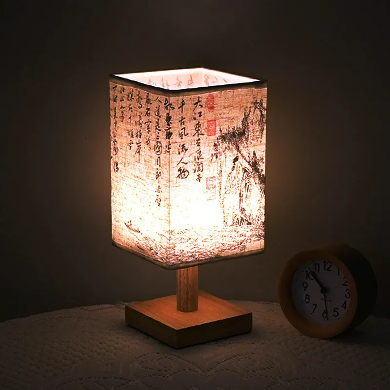 Small night lamp with ancient Chinese poetry design, USB power, warm light, suitable for bedroom or study