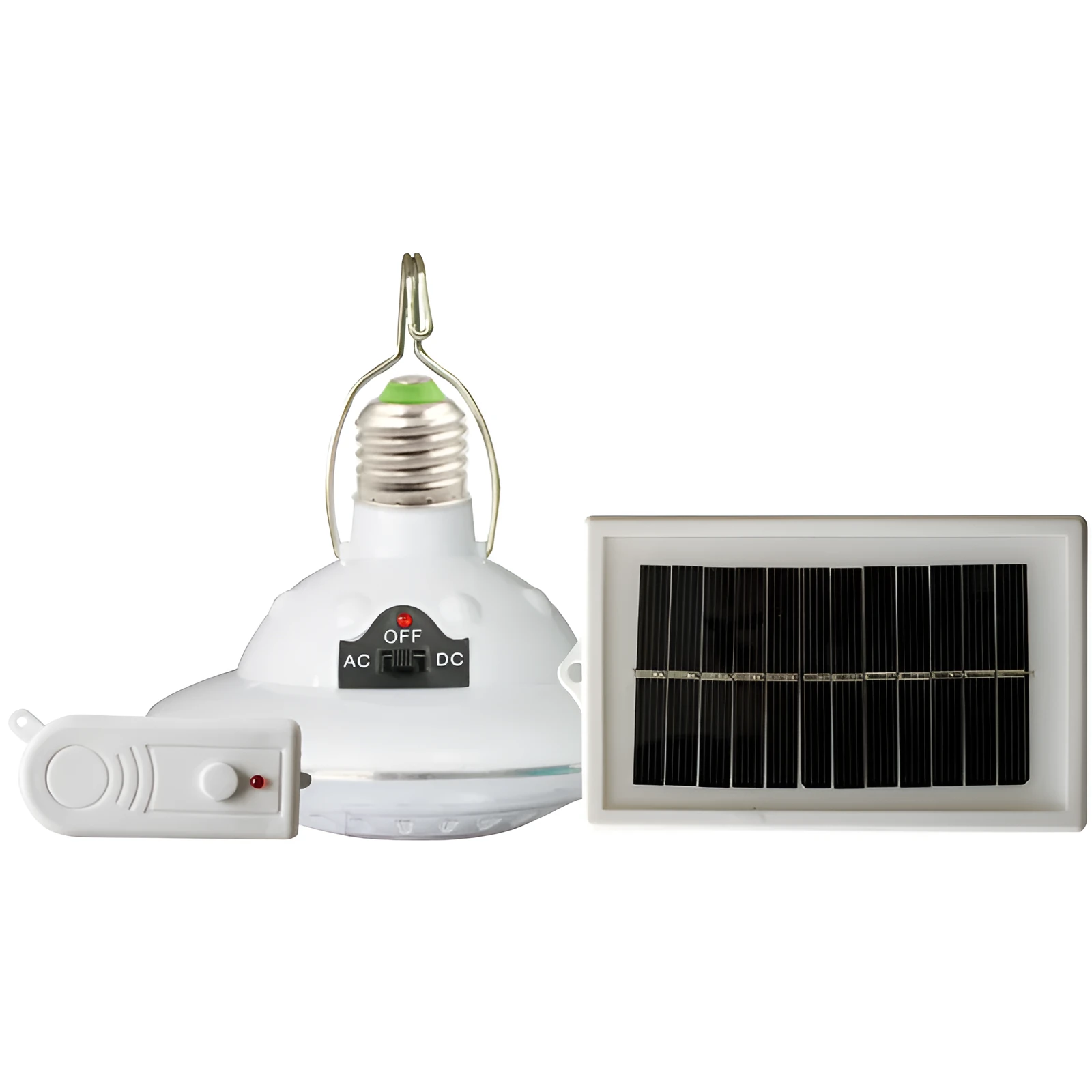 White solar-powered camping LED light set with 10W polysilicon panel and 3m connecting wire