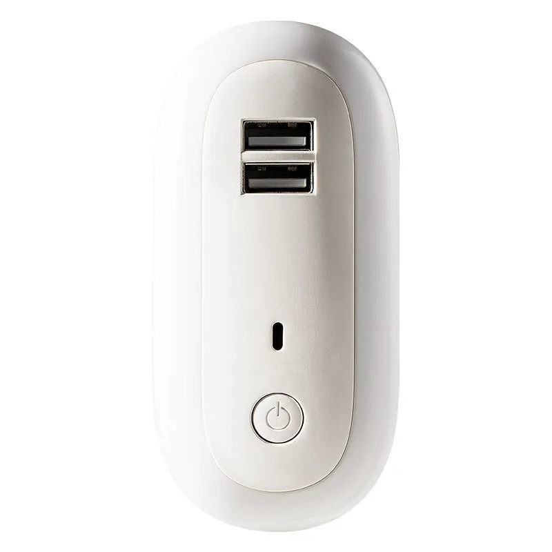 Oval wall night lamp with dual USB ports and remote control, 50x61x104mm, ABS and PC construction