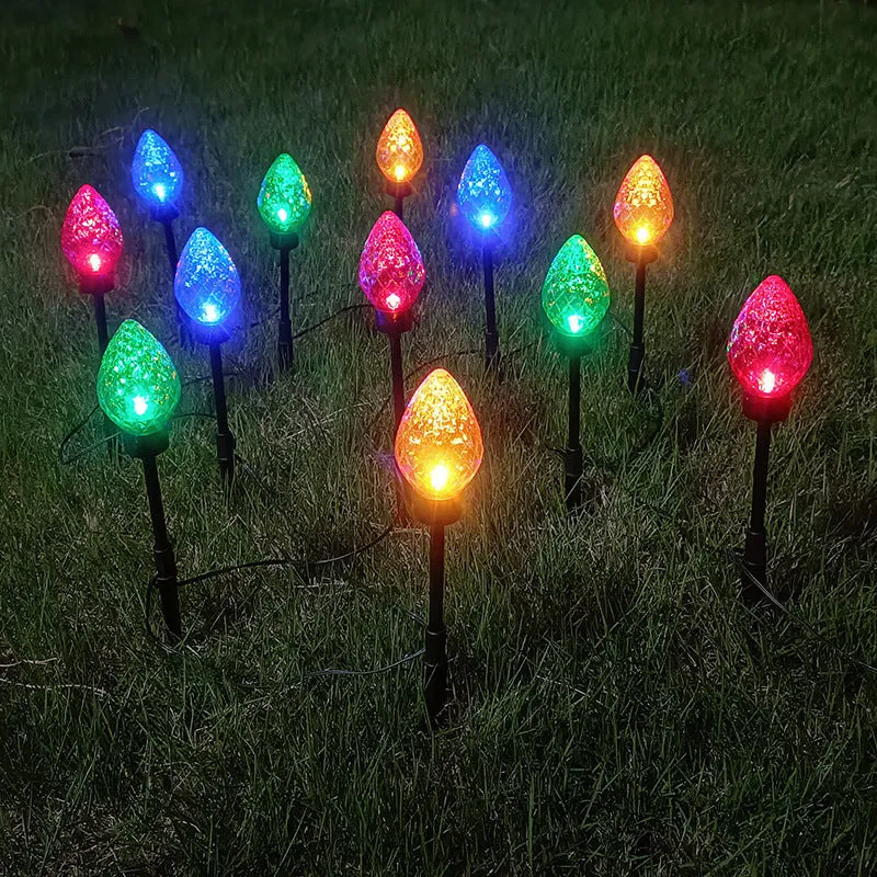 Set of 12 heart-shaped strawberry ground lamps 650mm tall IP65 outdoor garden lights