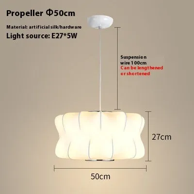 Fabric chandelier lantern lamp with iron frame, LED light source, available in multiple sizes from 30cm to 80cm