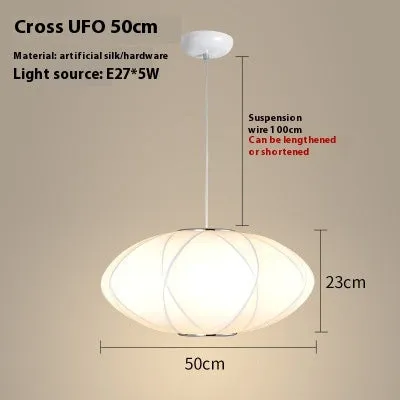 Fabric chandelier lantern lamp with iron frame, LED light source, available in multiple sizes from 30cm to 80cm