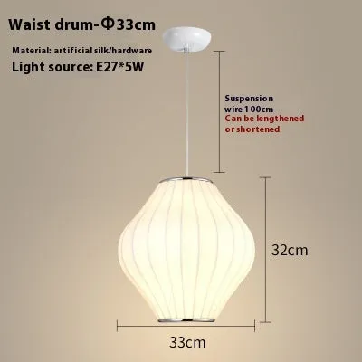 Fabric chandelier lantern lamp with iron frame, LED light source, available in multiple sizes from 30cm to 80cm