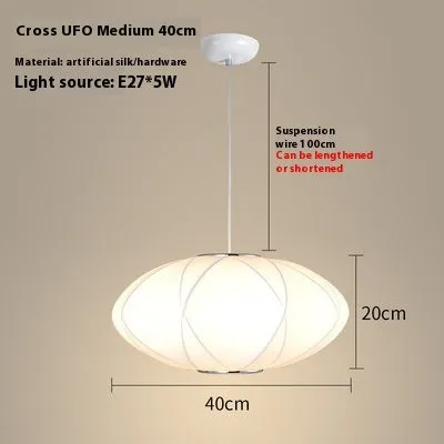 Fabric chandelier lantern lamp with iron frame, LED light source, available in multiple sizes from 30cm to 80cm