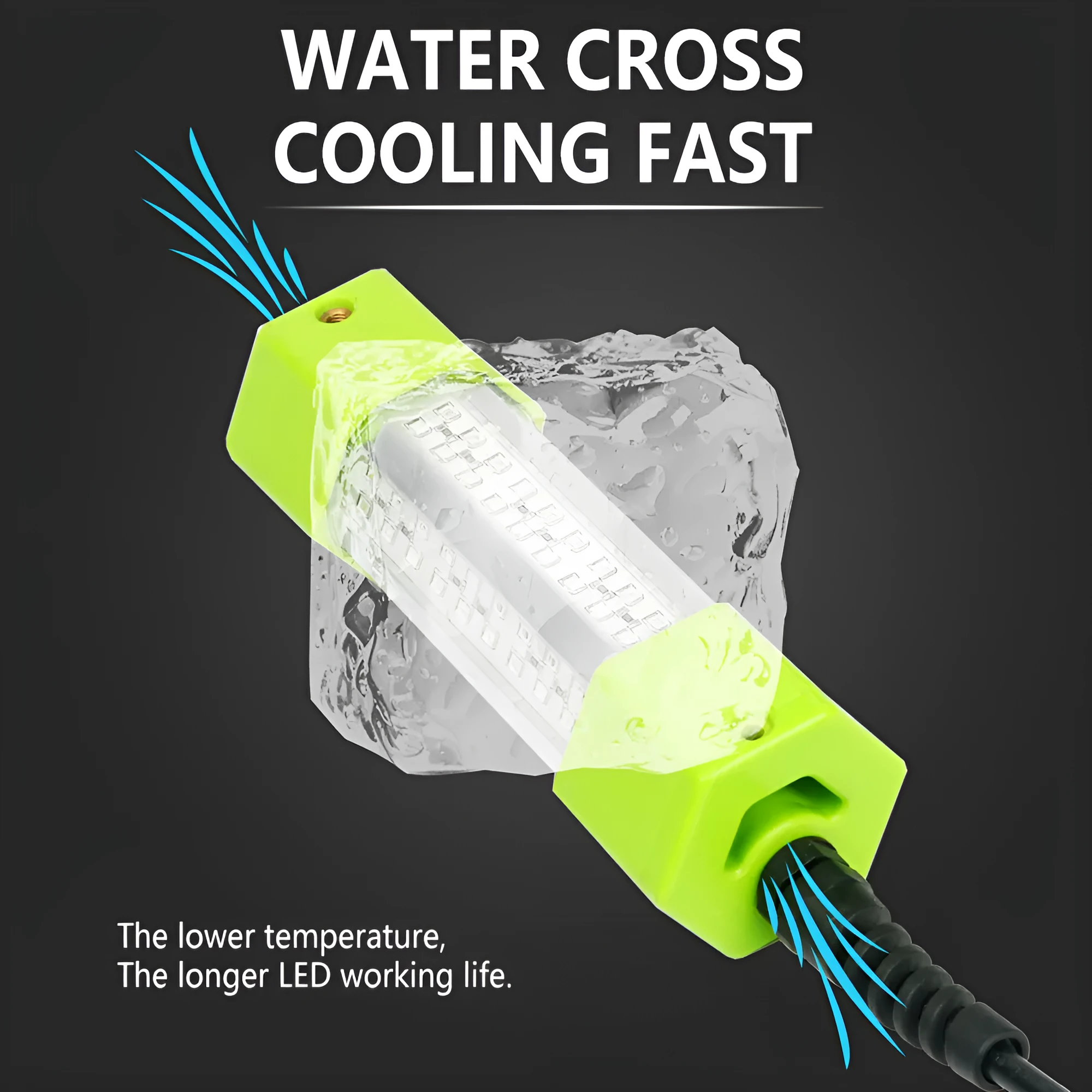12V underwater fish lure light 70W in green with 5-metre cable for night fishing