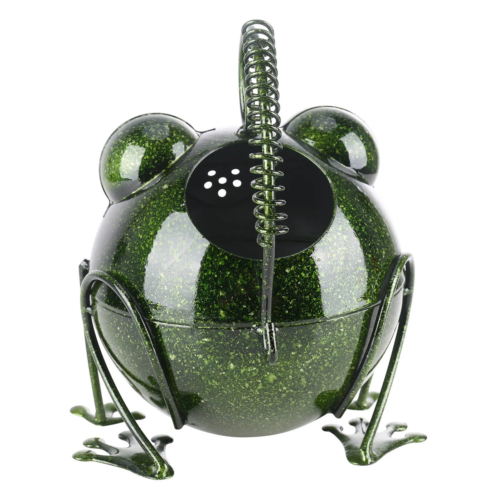 Creative cartoon iron frog watering pot in wrought iron with coloured frog design for garden decoration