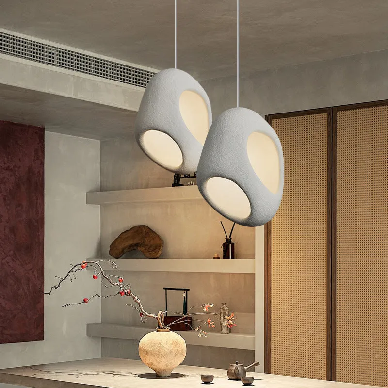 Creative single head retro ceiling light in high density polystyrene, white finish, with E27 bulb holder