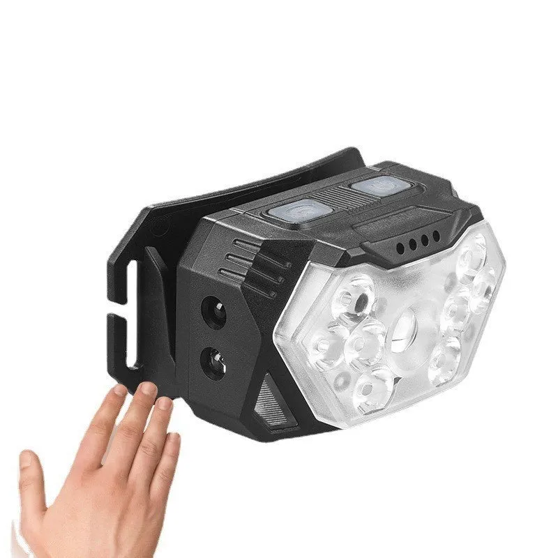 Outdoor night fishing waterproof headlight with ABS housing, 9 LED beads, and adjustable head