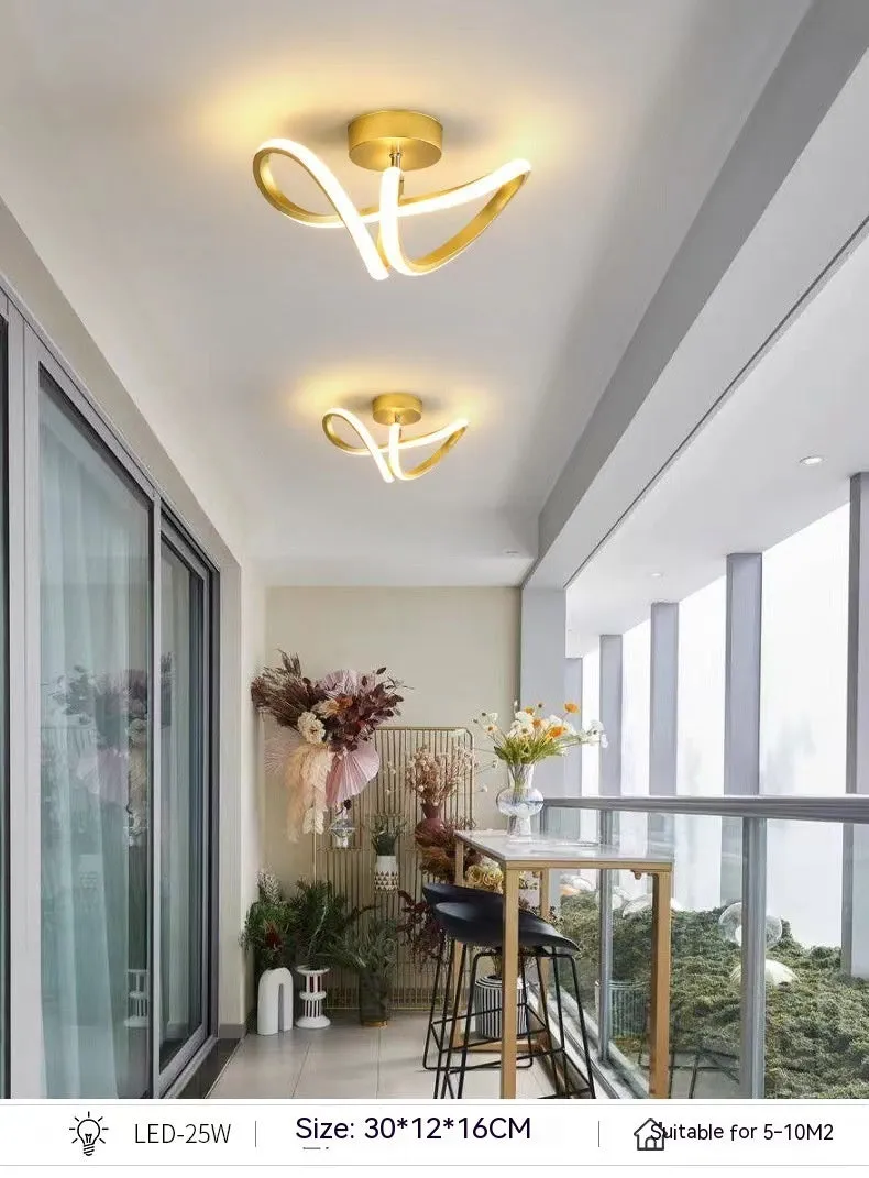 Compact LED ceiling lamp with black metal body and white diffuser for corridor or hallway