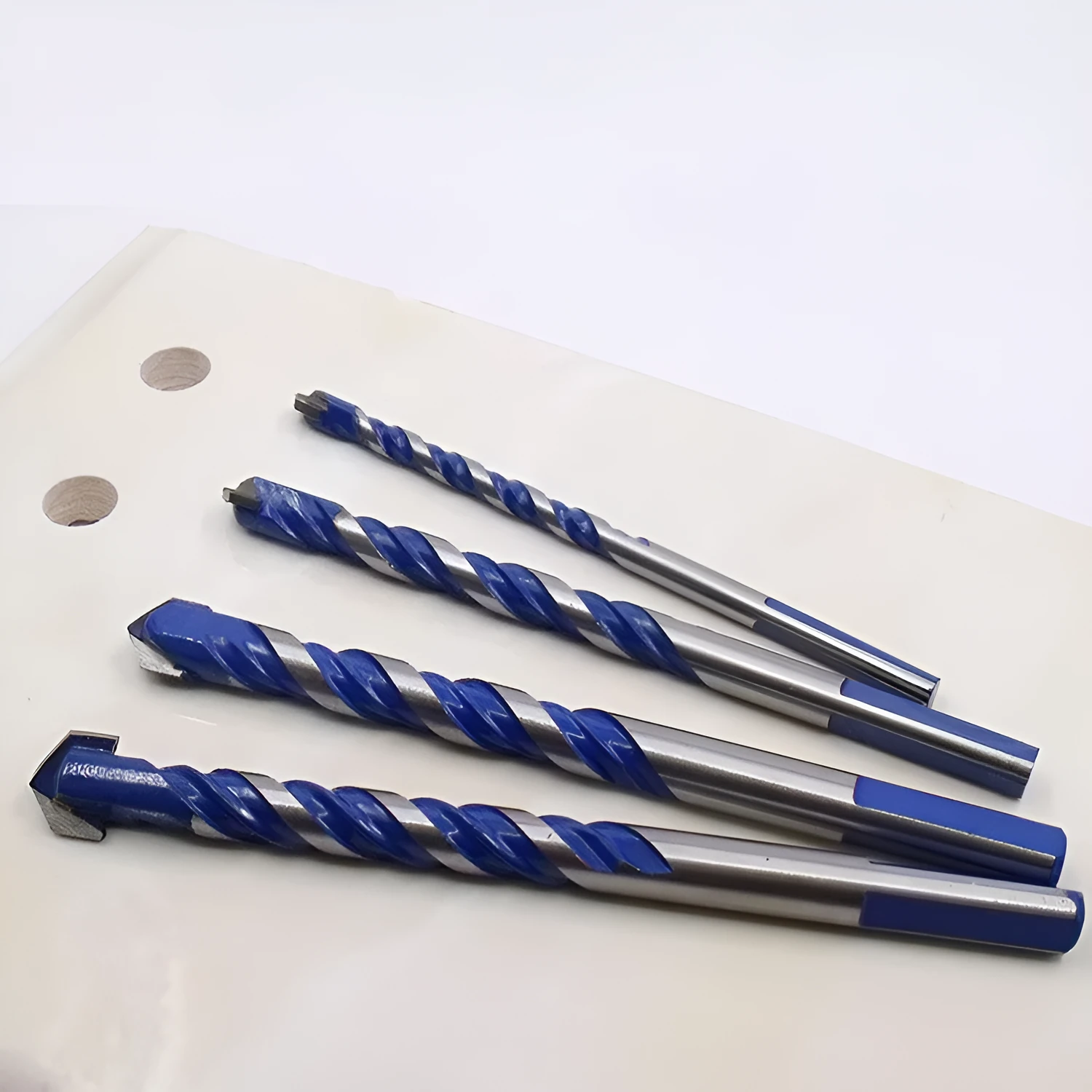 Tungsten steel deep hole drill bit set with triangle handle, 6-12mm cutting diameters, for glass brick wall tin wood
