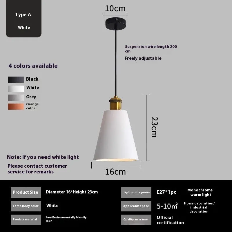 Simple Nordic style iron droplight chandelier for dining table or bedside in black colour option