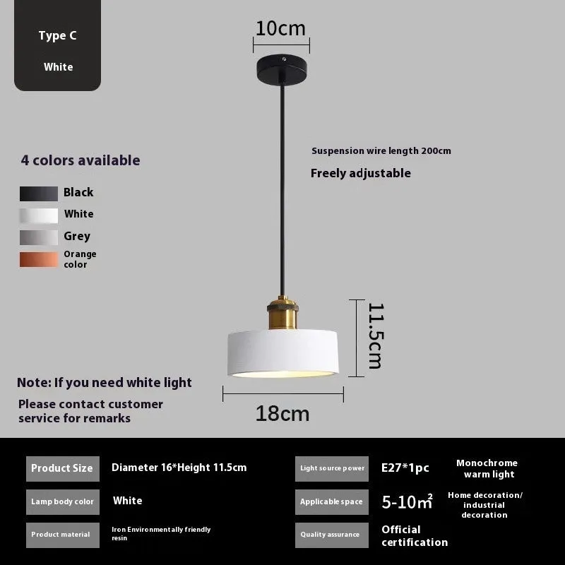 Simple Nordic style iron droplight chandelier for dining table or bedside in black colour option