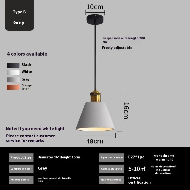 Simple Nordic style iron droplight chandelier for dining table or bedside in black colour option