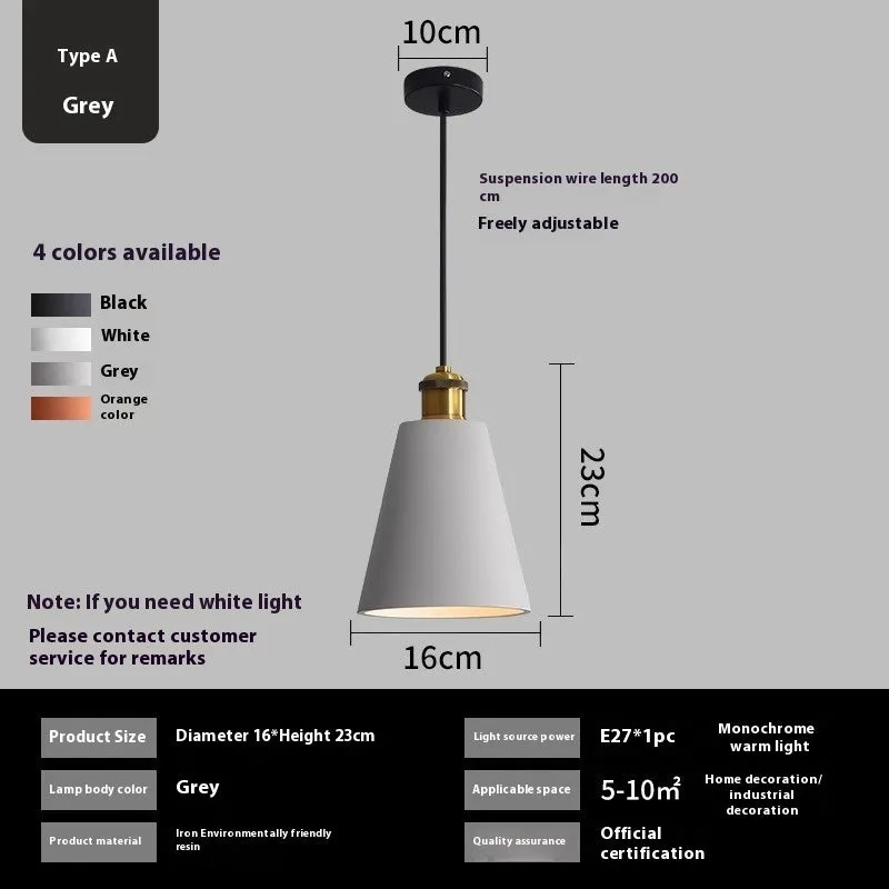 Simple Nordic style iron droplight chandelier for dining table or bedside in black colour option