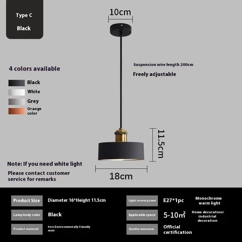 Simple Nordic style iron droplight chandelier for dining table or bedside in black colour option