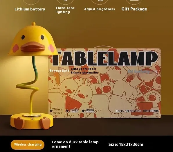 Flat Duck Table Lamp Ornament cute yellow duck USB night light for bedroom study