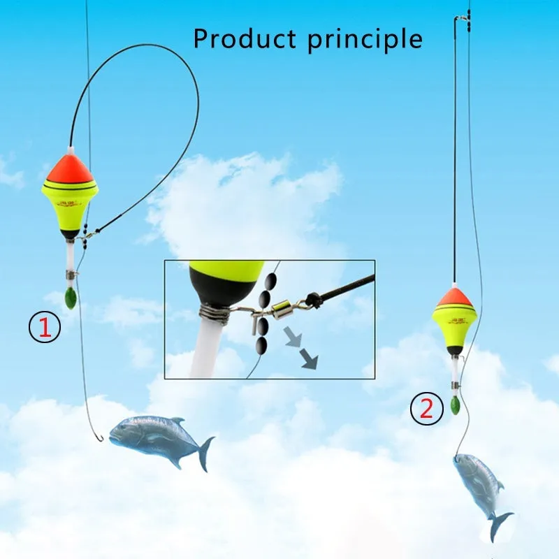 Nano EVA automatic fishing float set with fluorescent coating, high carbon rod, and stainless steel parts, 39cm total length