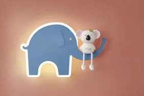 Children's bedroom cartoon wall lamp with iron shade in blue colour option, 400mm size, for bedside use