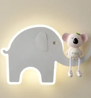 Children's bedroom cartoon wall lamp with iron shade in blue colour option, 400mm size, for bedside use