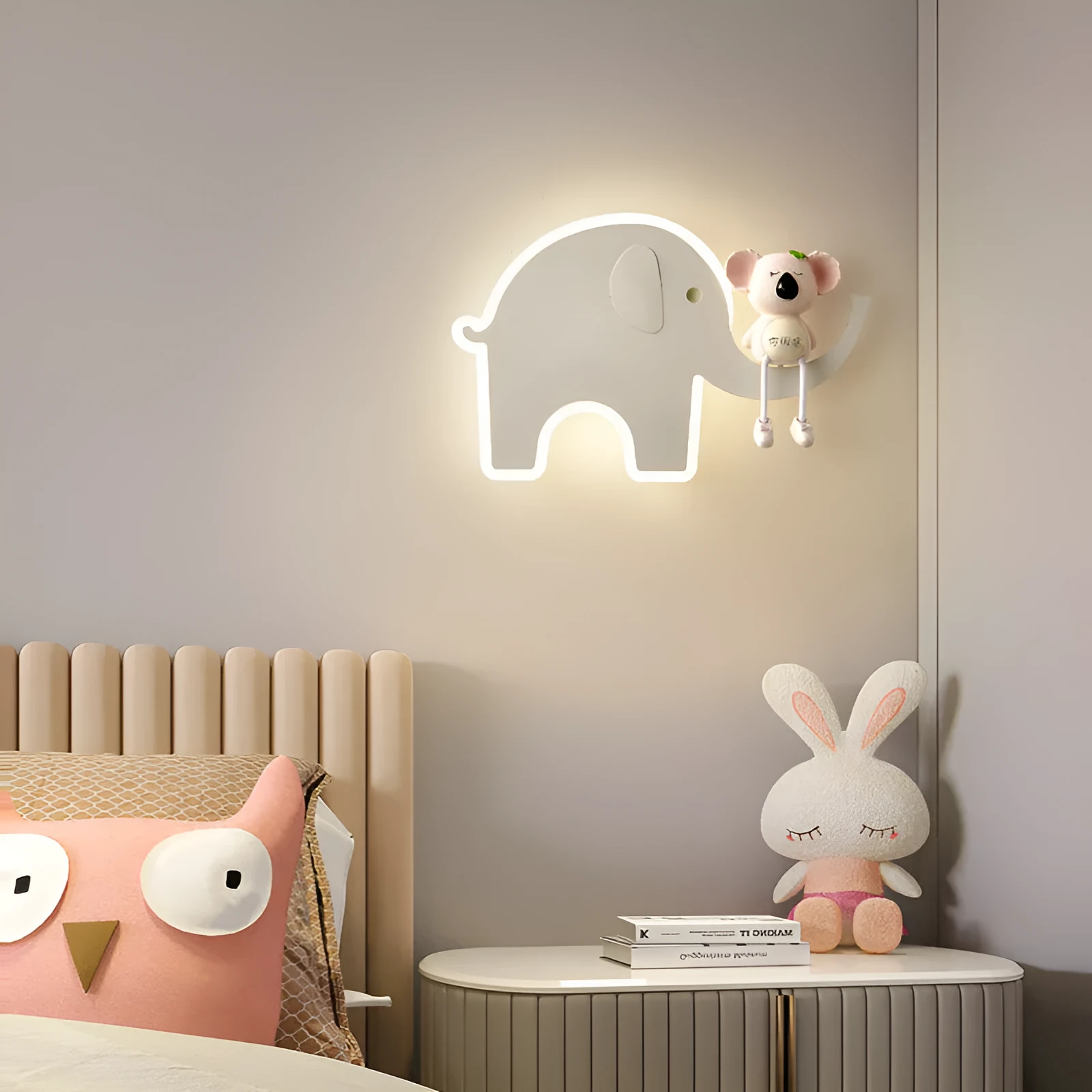 Children's bedroom cartoon wall lamp with iron shade in blue colour option, 400mm size, for bedside use