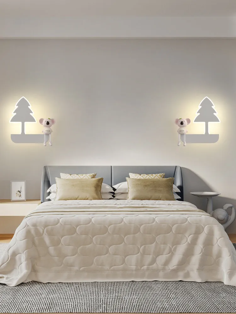 Children's bedroom cartoon wall lamp with iron shade in blue colour option, 400mm size, for bedside use