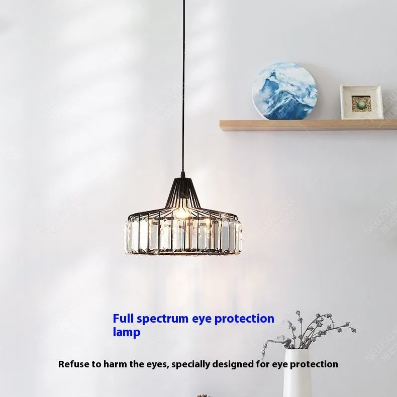 Crystal chandelier ceiling lamp in black or gold with LED light.