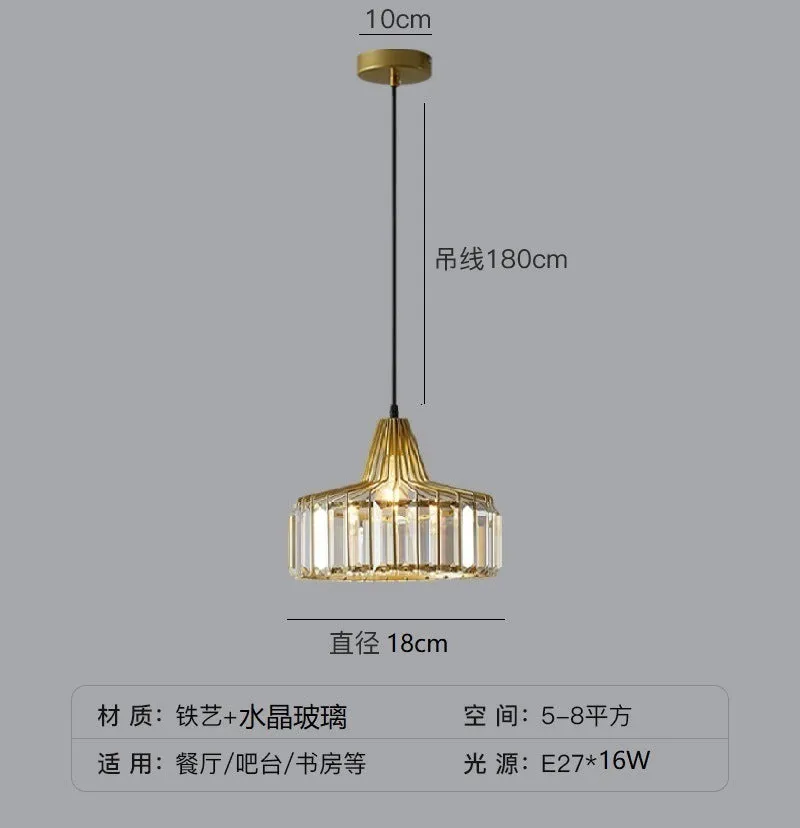 Crystal chandelier ceiling lamp in black or gold with LED light.