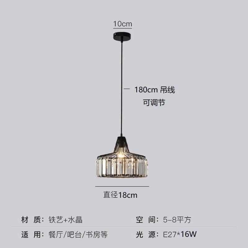 Crystal chandelier ceiling lamp in black or gold with LED light.
